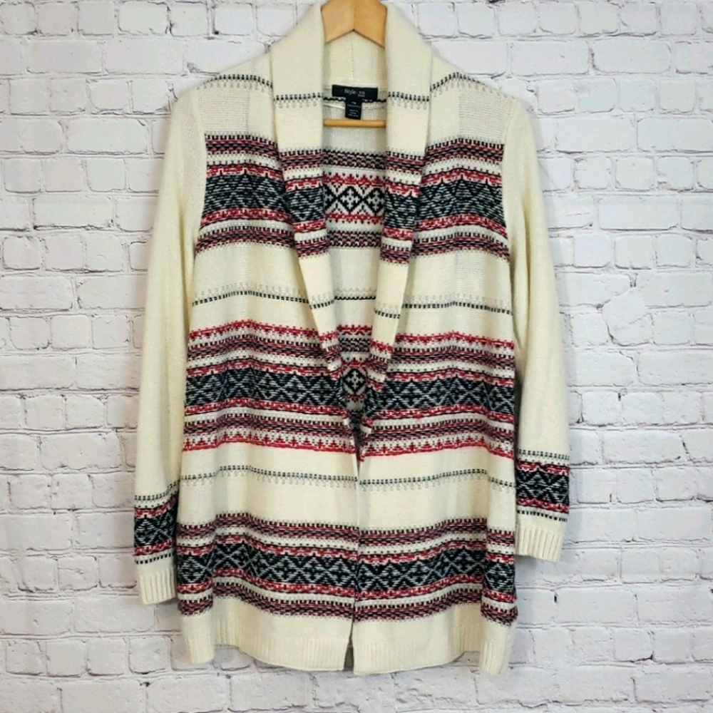 Style & Co Boho Open Front Cardigan Size M Petite